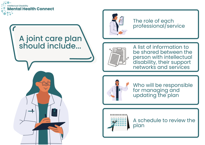 Graphic of information in text- what a joint care plan should include