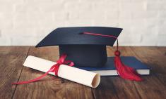 Graduation hat and degree