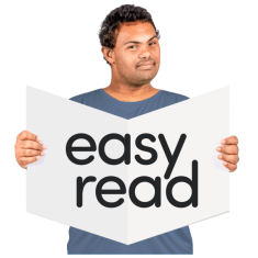 Person holding Easy Read